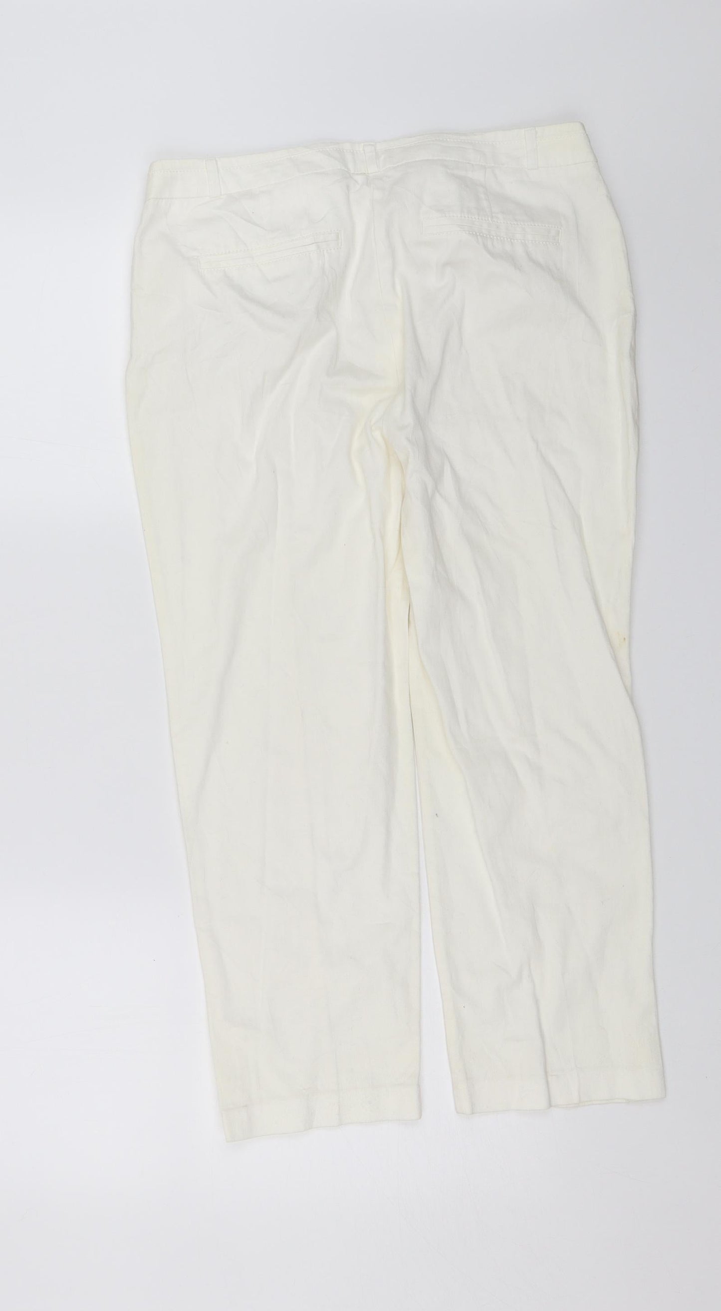Womens UK Size 12 M&Co Regular Fit Chino White Trousers