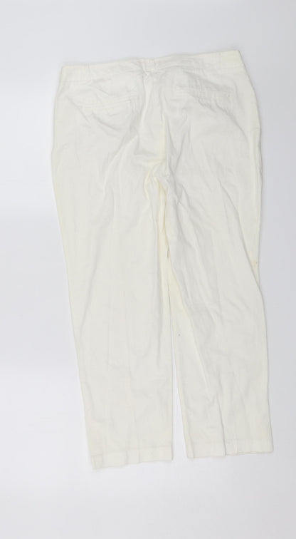 Womens UK Size 12 M&Co Regular Fit Chino White Trousers