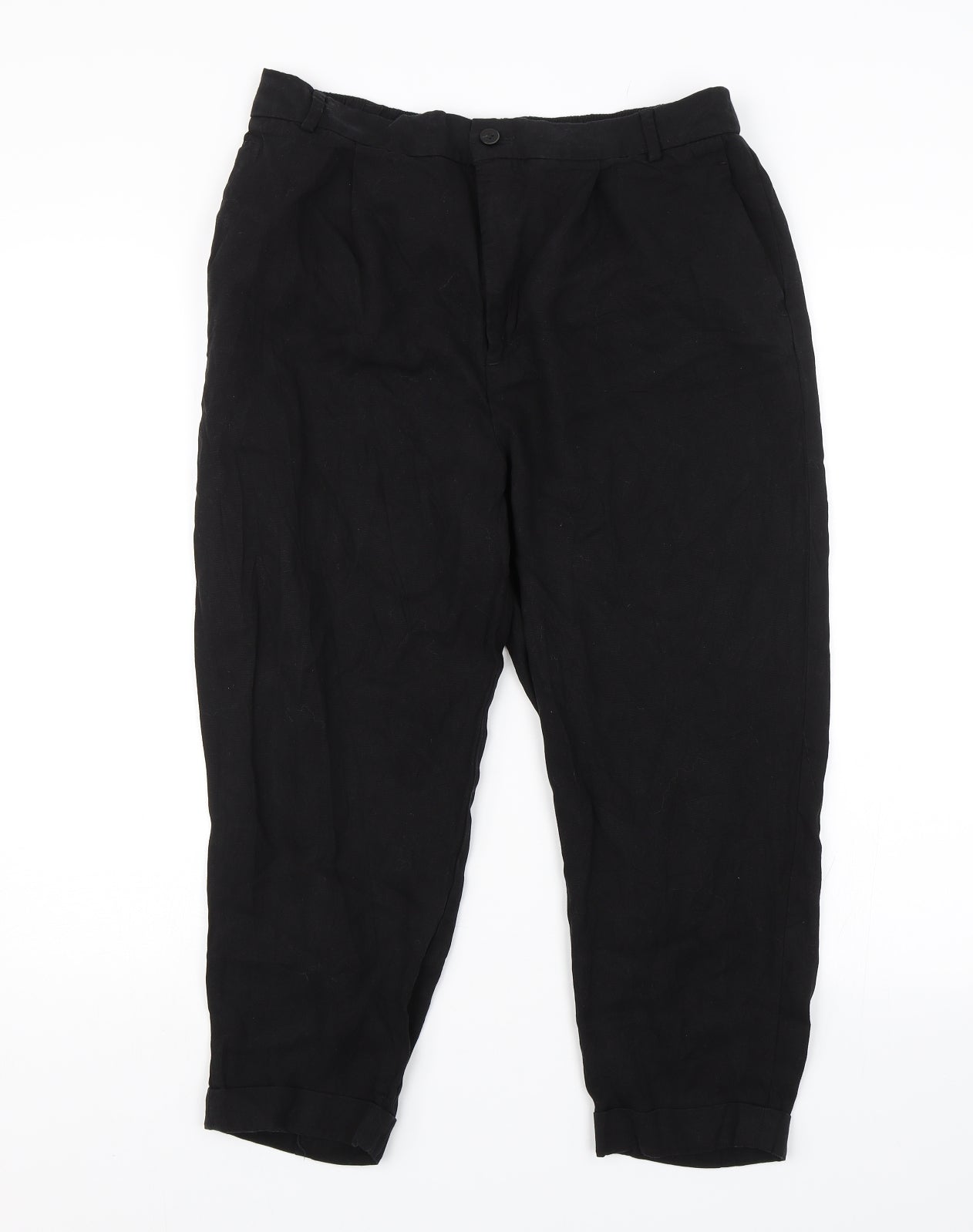 Womens UK Size L Zara Regular Fit  Black Trousers