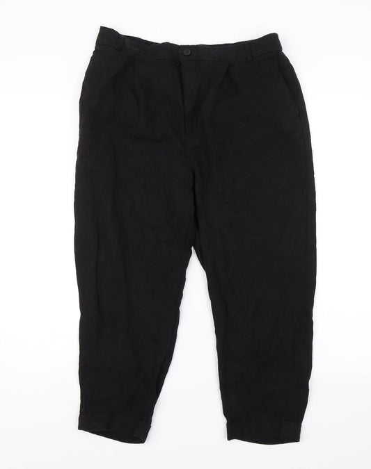 Womens UK Size L Zara Regular Fit  Black Trousers