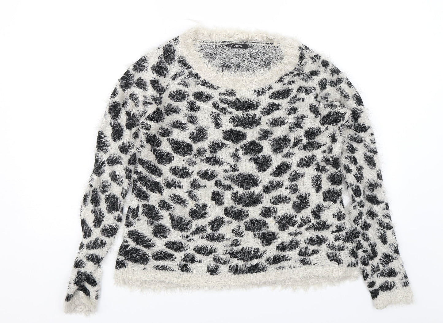 George Womens Black Animal Print  Pullover Jumper Size 8