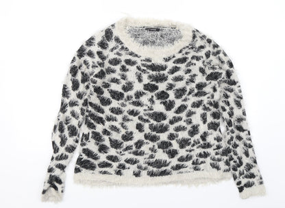 George Womens Black Animal Print  Pullover Jumper Size 8
