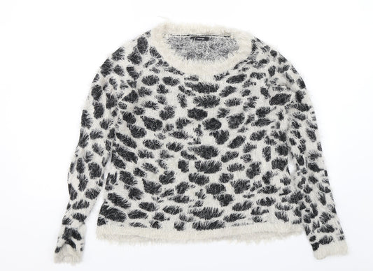 George Womens Black Animal Print  Pullover Jumper Size 8