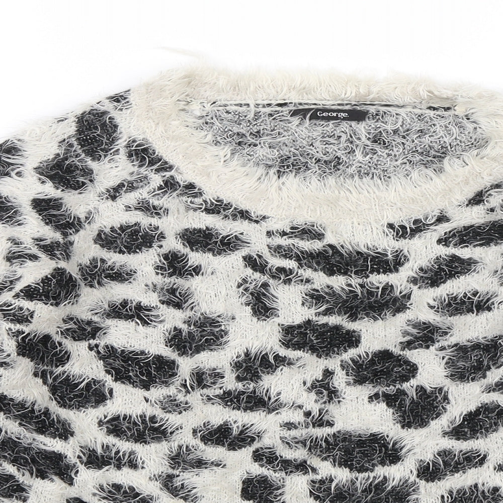 George Womens Black Animal Print  Pullover Jumper Size 8
