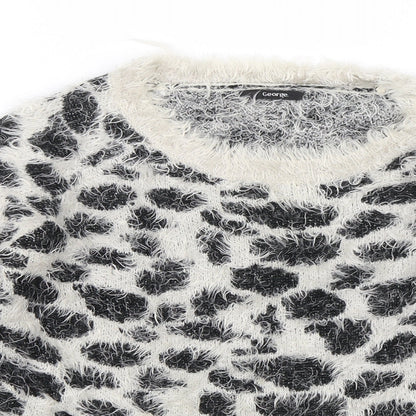 George Womens Black Animal Print  Pullover Jumper Size 8