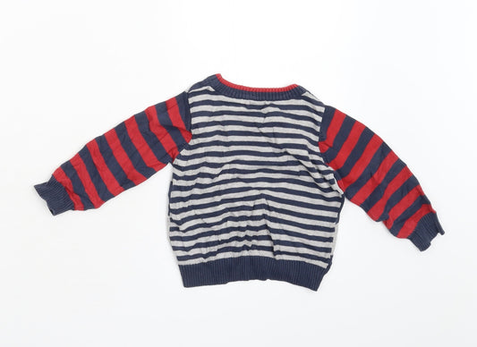 BHS Boys Multicoloured Striped Knit Pullover Jumper Size 3 Years