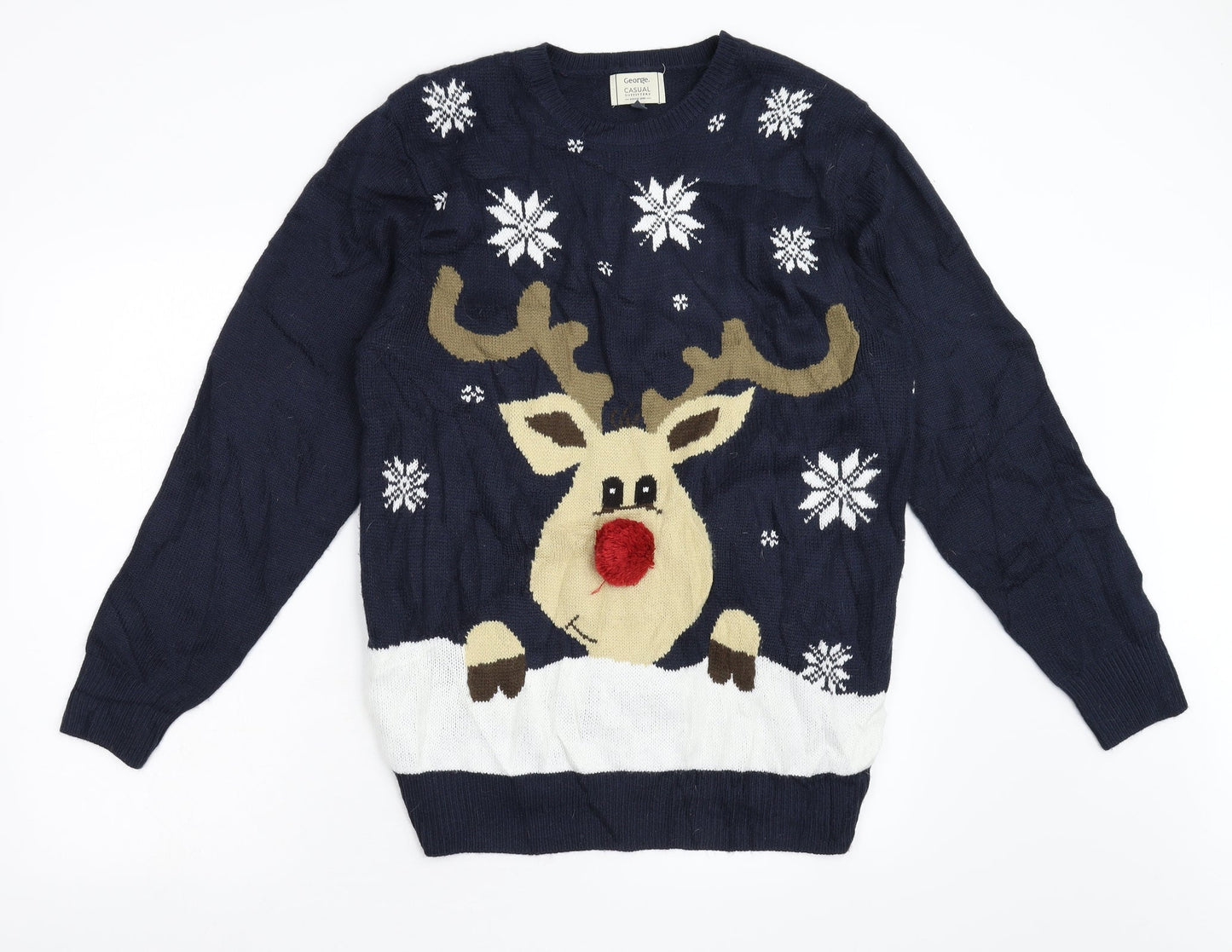 George Mens Blue  Knit Pullover Jumper   - Christmas