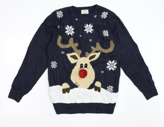 George Mens Blue  Knit Pullover Jumper   - Christmas