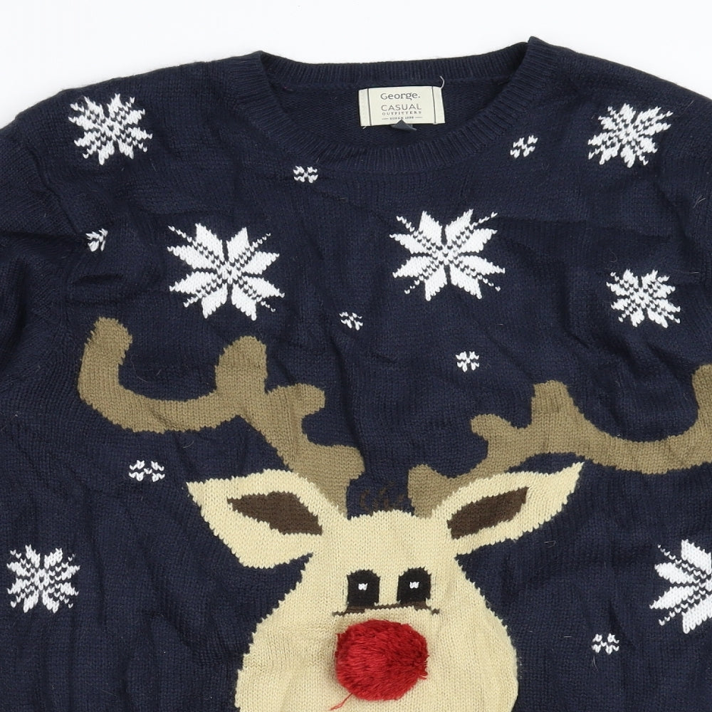 George Mens Blue  Knit Pullover Jumper   - Christmas