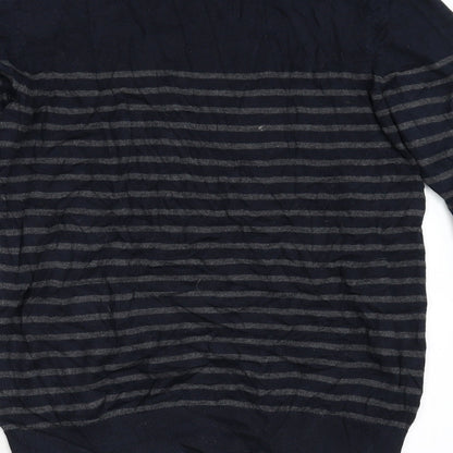 F&F Mens Blue Striped Knit Pullover Jumper Size S