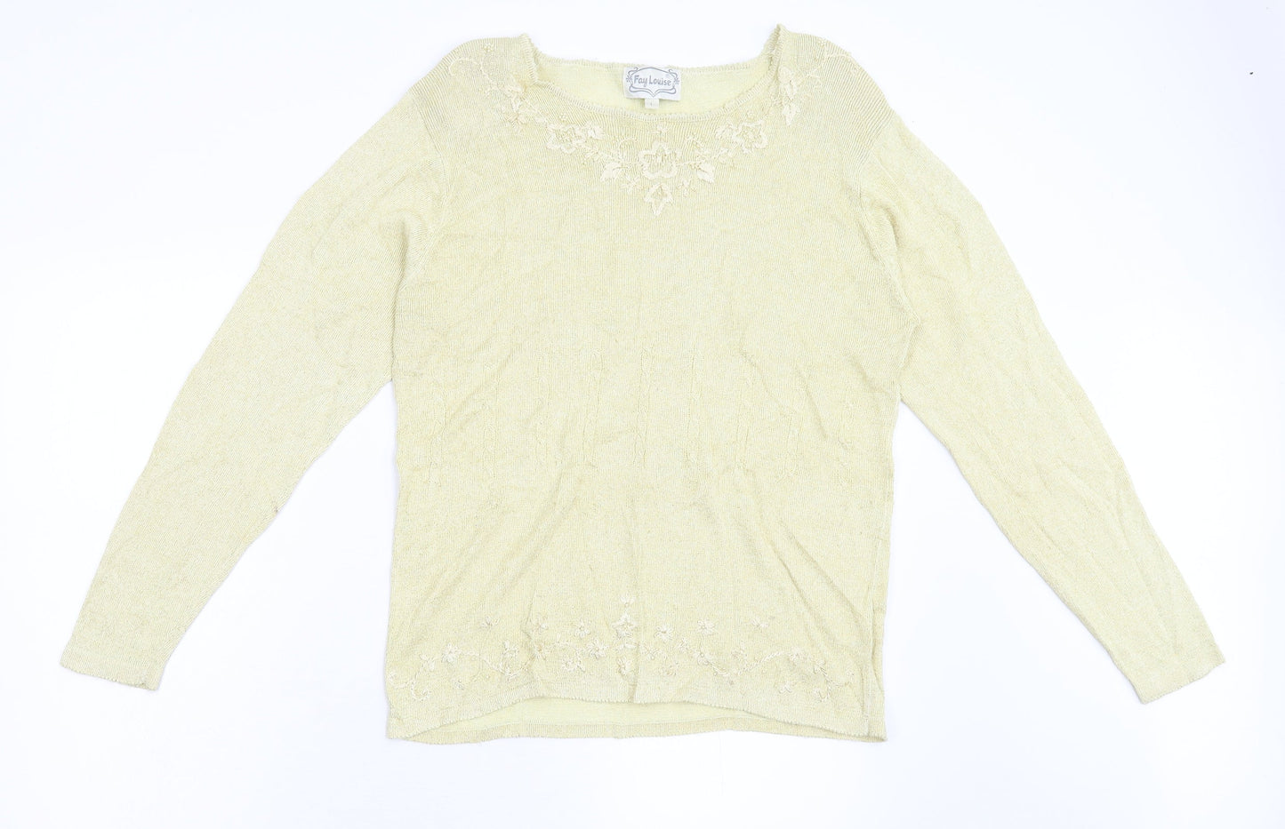 Womens UK Size L Fay Louise Yellow Pullover Jumper