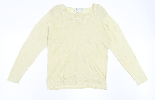 Womens UK Size L Fay Louise Yellow Pullover Jumper