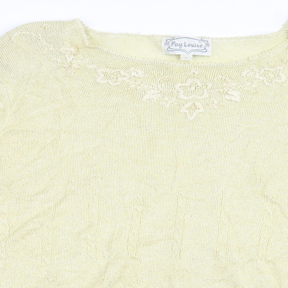 Womens UK Size L Fay Louise Yellow Pullover Jumper