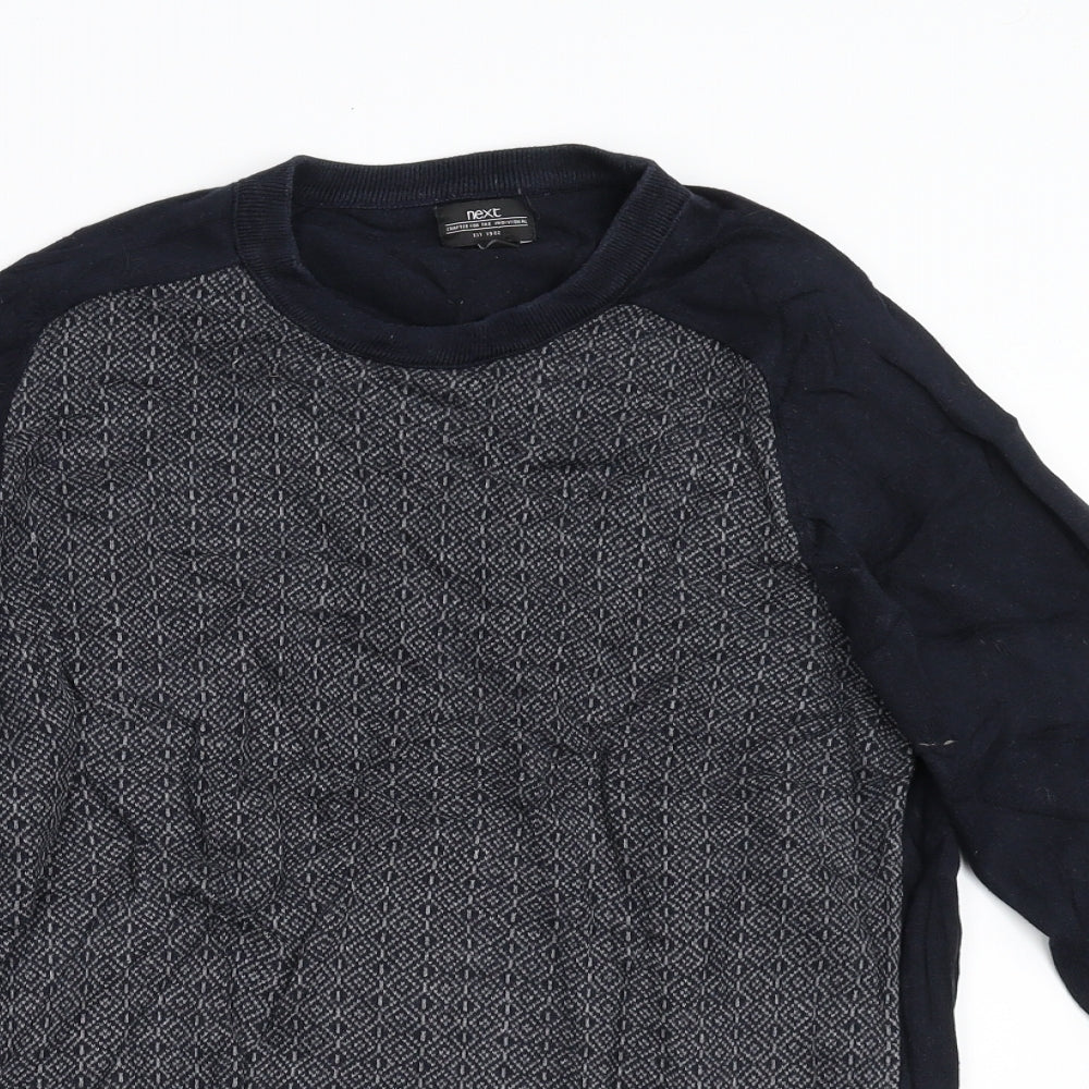 NEXT Mens Blue Geometric Knit Pullover Jumper Size M