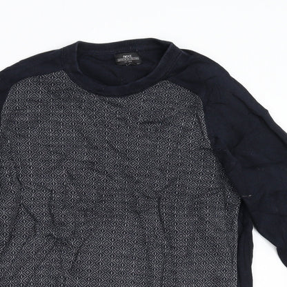 NEXT Mens Blue Geometric Knit Pullover Jumper Size M