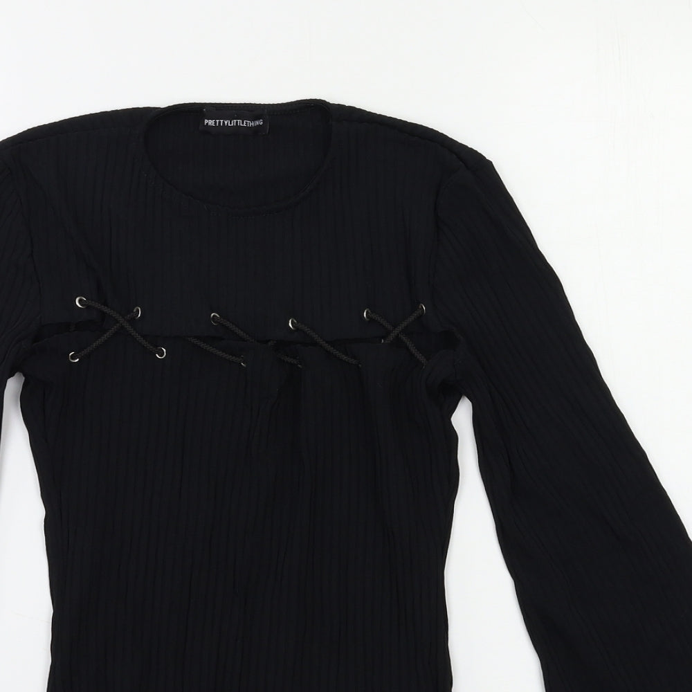 PRETTYLITTLETHING Womens Black   Bodysuit One-Piece Size 8