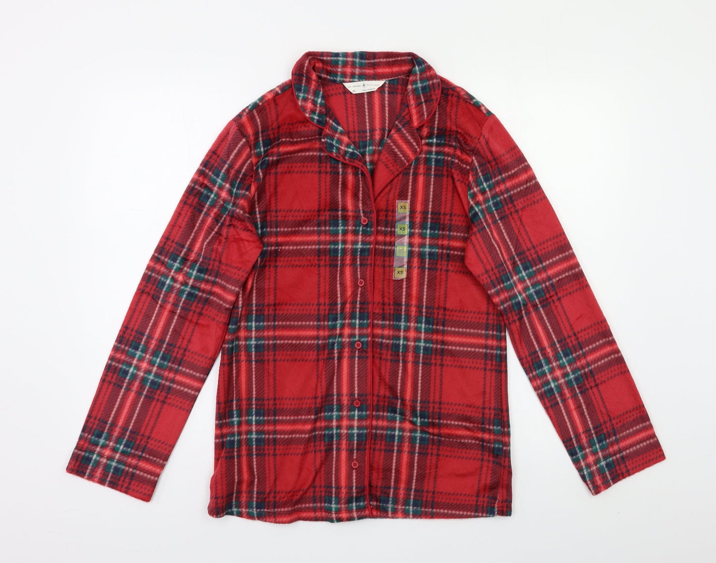 M&S Womens Red Check  Top Pyjama Top Size XS