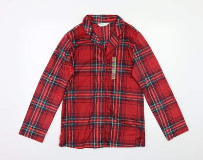 M&S Womens Red Check  Top Pyjama Top Size XS