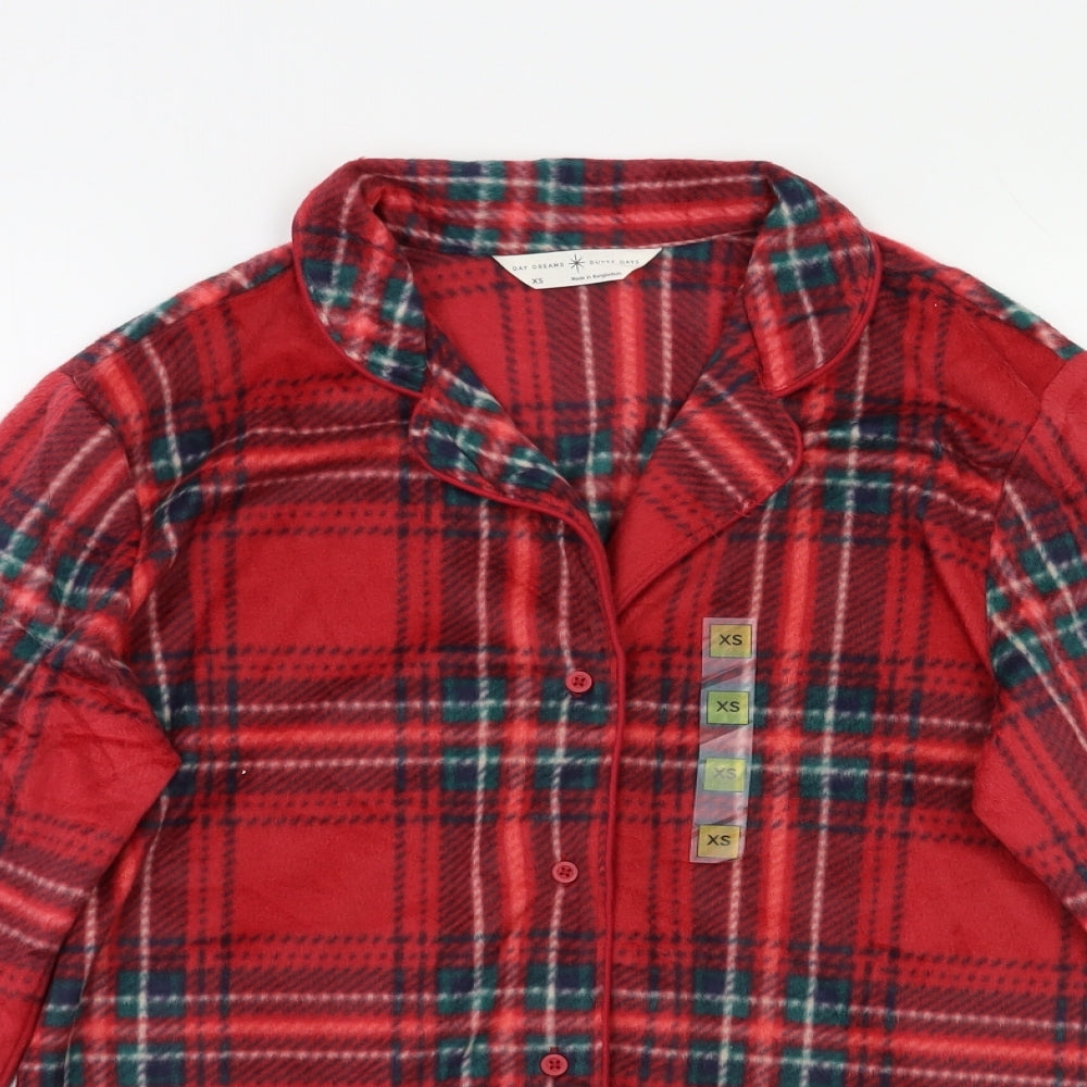 M&S Womens Red Check  Top Pyjama Top Size XS