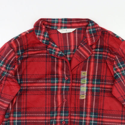 M&S Womens Red Check  Top Pyjama Top Size XS