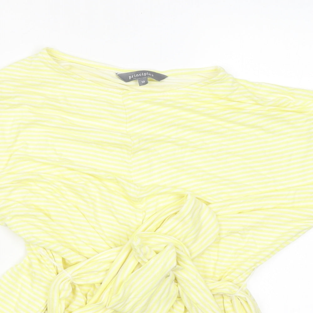 Principles Womens Yellow Striped  T-Shirt Dress  Size 10
