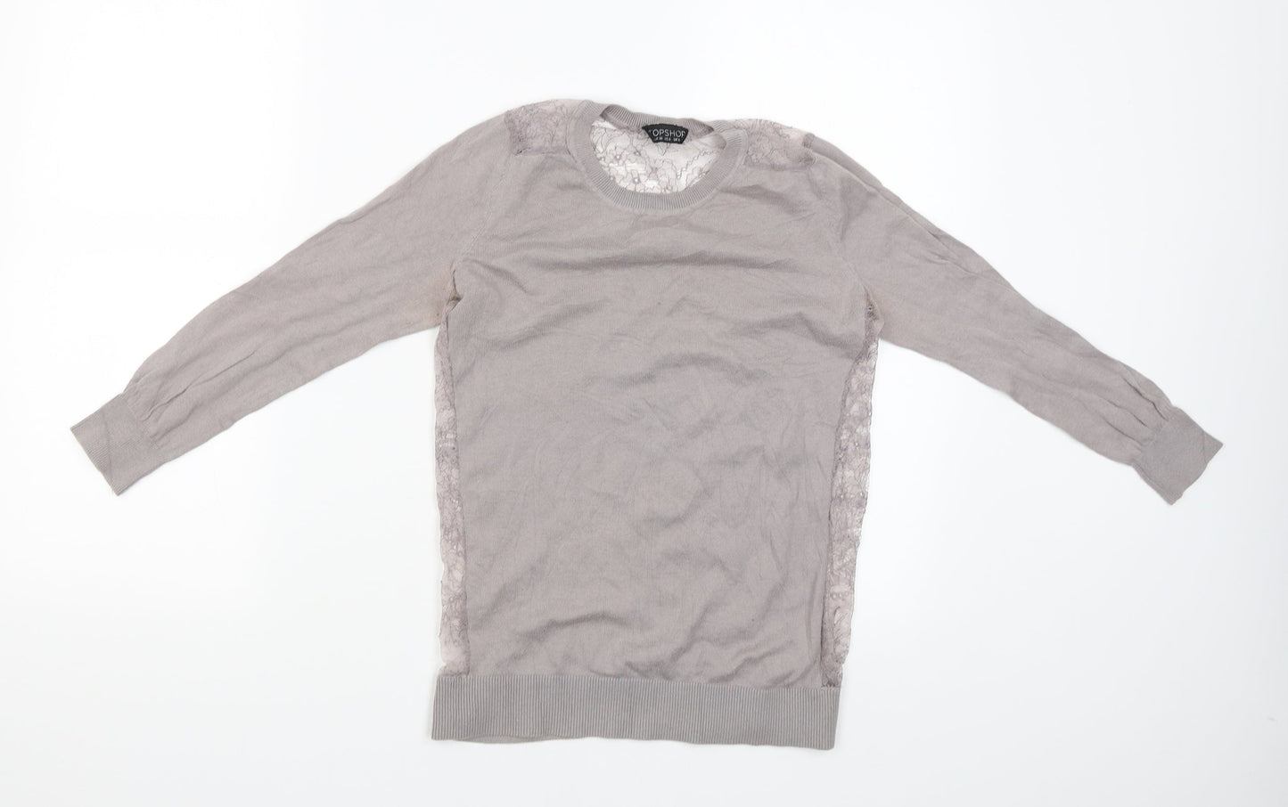 Womens UK Size 10 Topshop Grey Basic Blouse