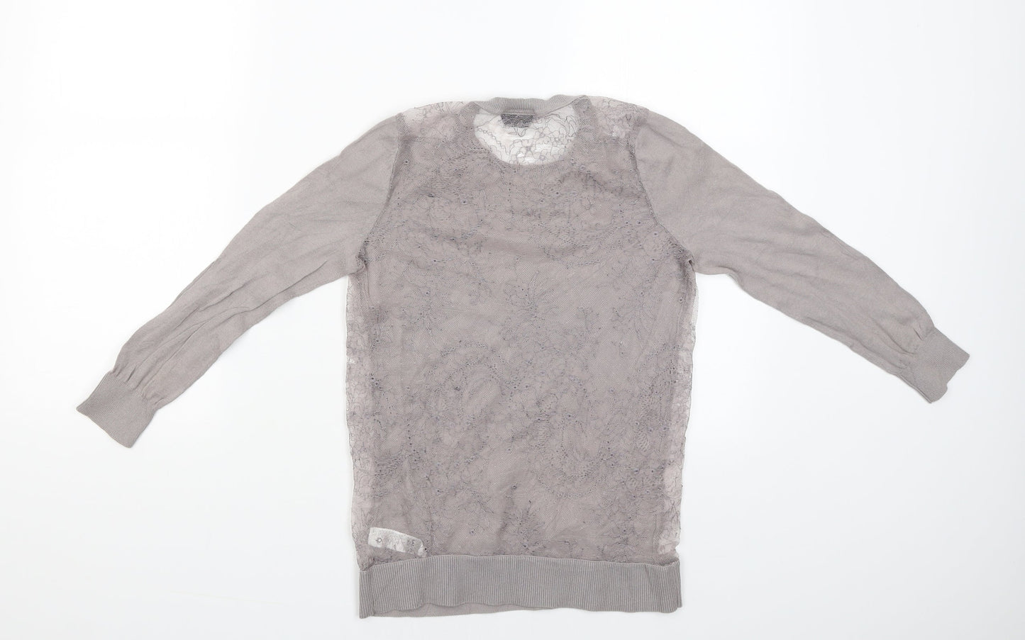 Womens UK Size 10 Topshop Grey Basic Blouse
