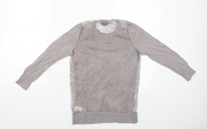 Womens UK Size 10 Topshop Grey Basic Blouse