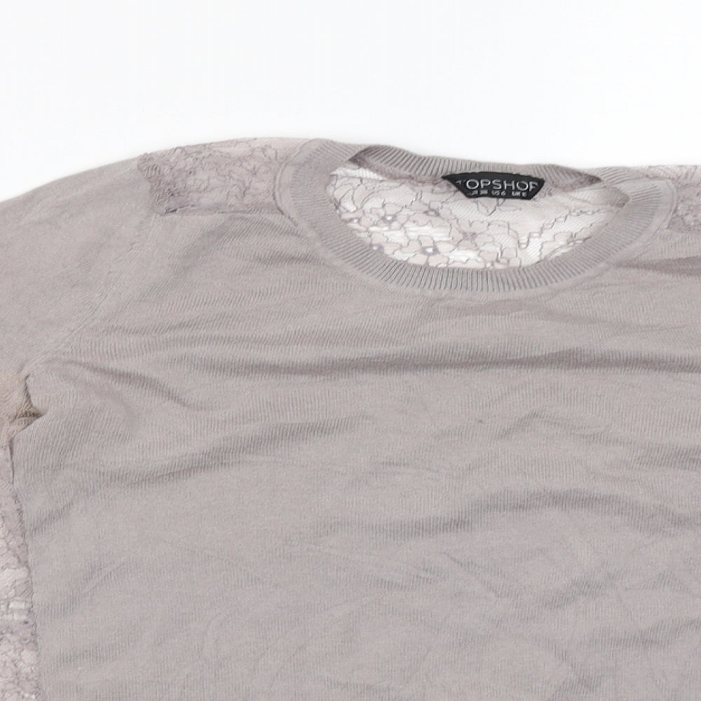 Womens UK Size 10 Topshop Grey Basic Blouse