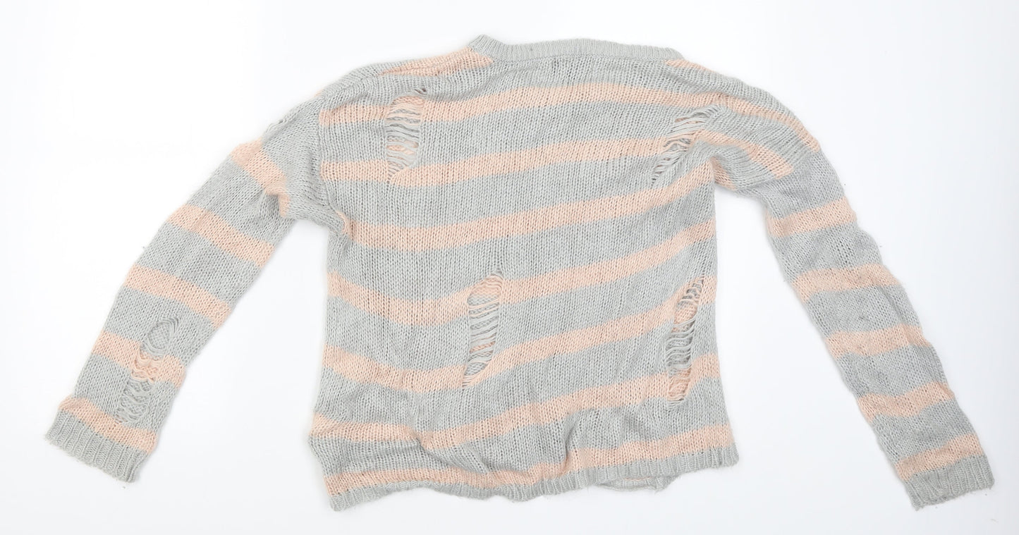 Primark Womens Grey Striped  Pullover Jumper Size M