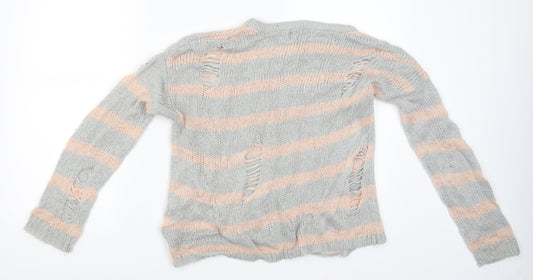 Primark Womens Grey Striped  Pullover Jumper Size M
