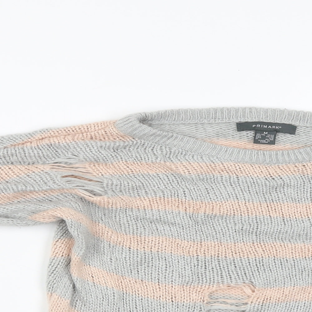 Primark Womens Grey Striped  Pullover Jumper Size M