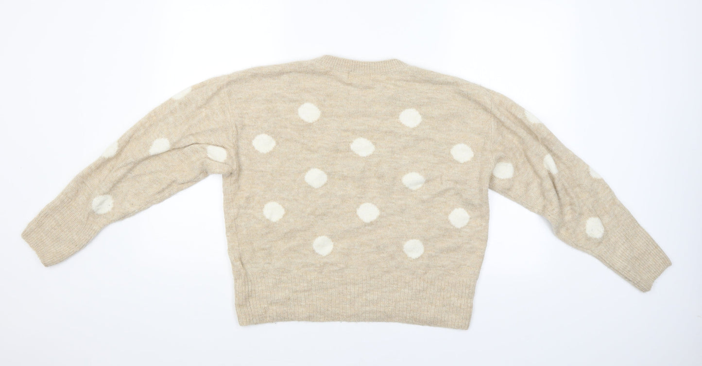 H&M Womens Beige   Pullover Jumper Size M  - Spotted pattern