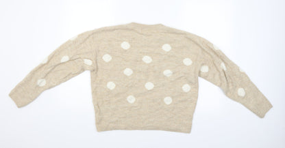H&M Womens Beige   Pullover Jumper Size M  - Spotted pattern