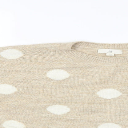 H&M Womens Beige   Pullover Jumper Size M  - Spotted pattern