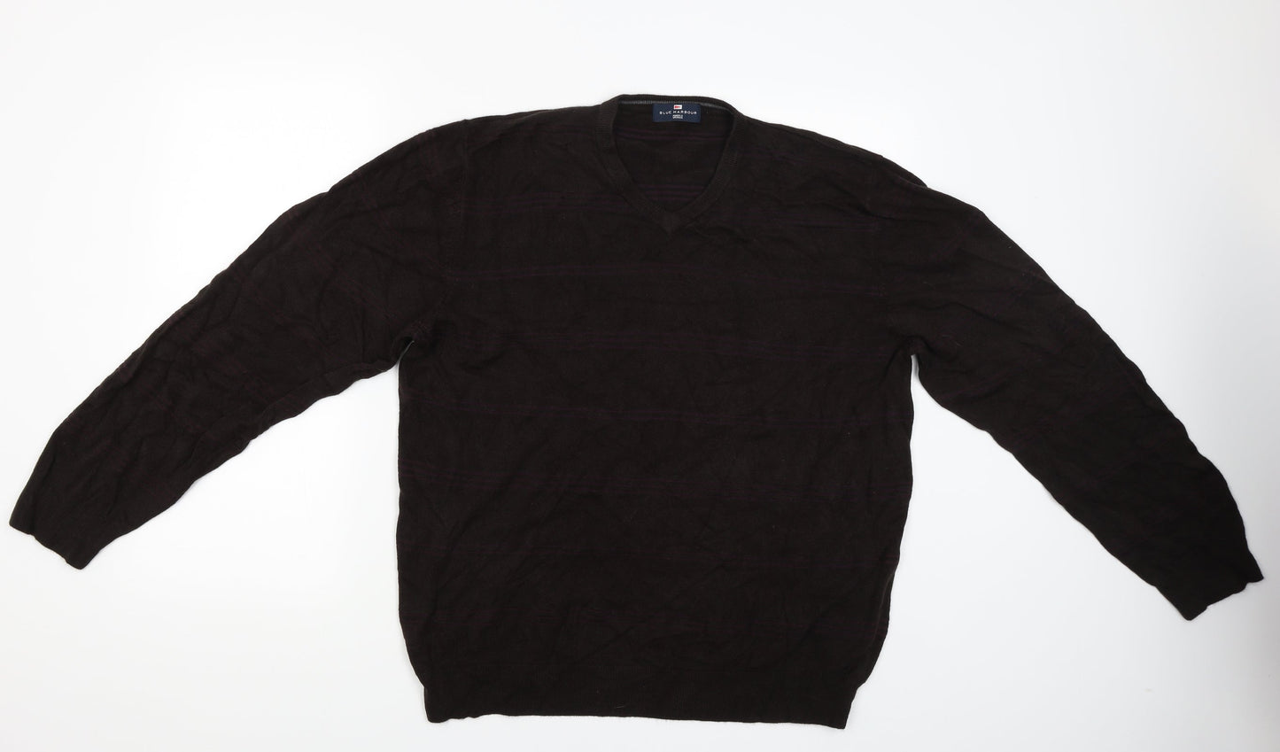 Marks and Spencer Mens Brown Striped  Pullover Jumper Size 2XL