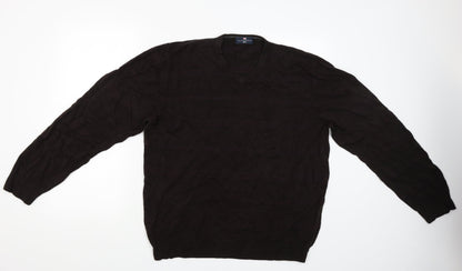 Marks and Spencer Mens Brown Striped  Pullover Jumper Size 2XL