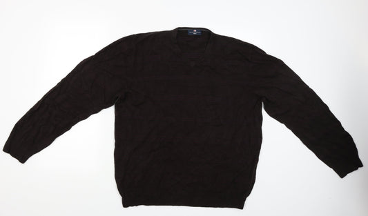 Marks and Spencer Mens Brown Striped  Pullover Jumper Size 2XL