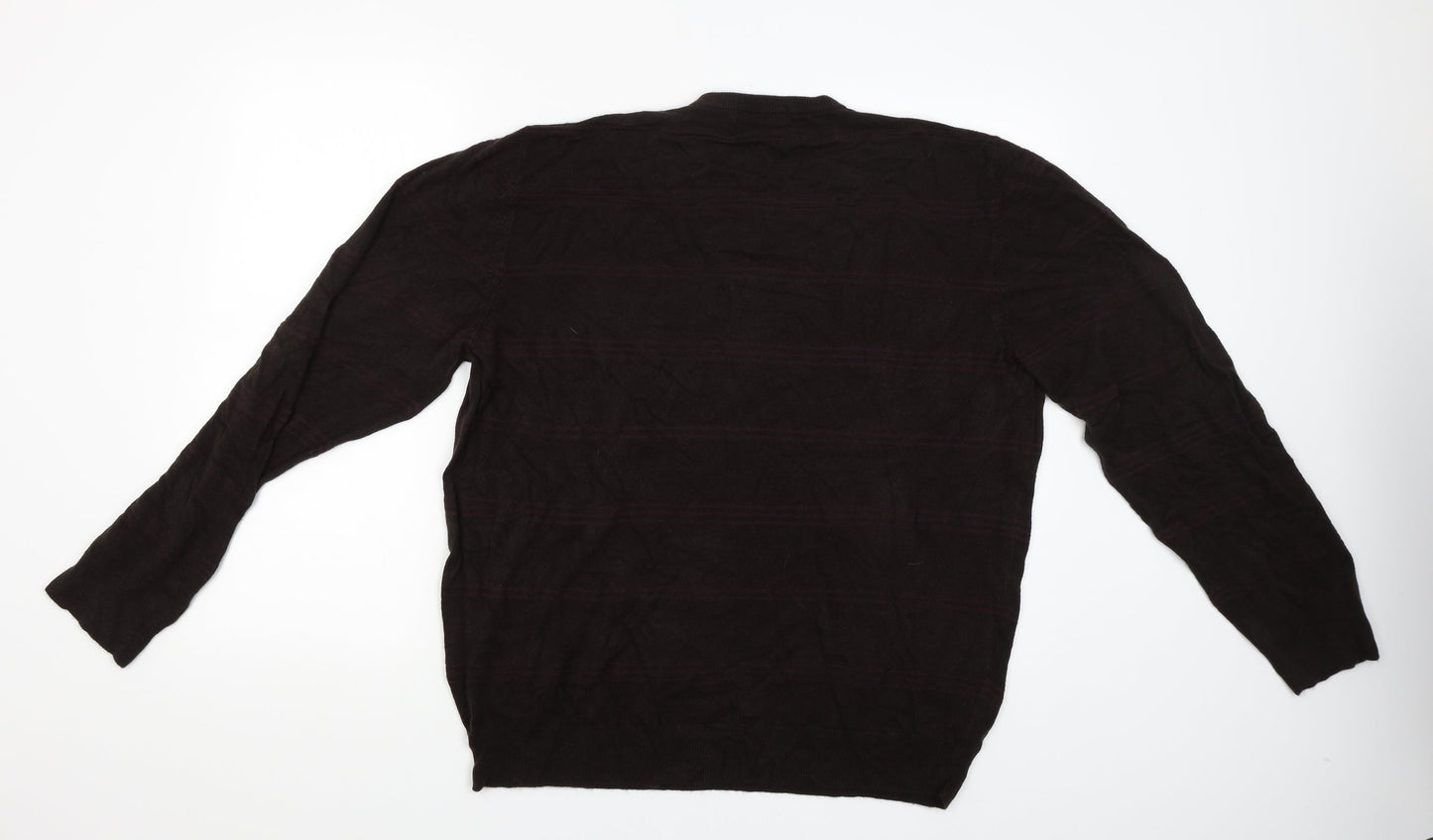 Marks and Spencer Mens Brown Striped  Pullover Jumper Size 2XL