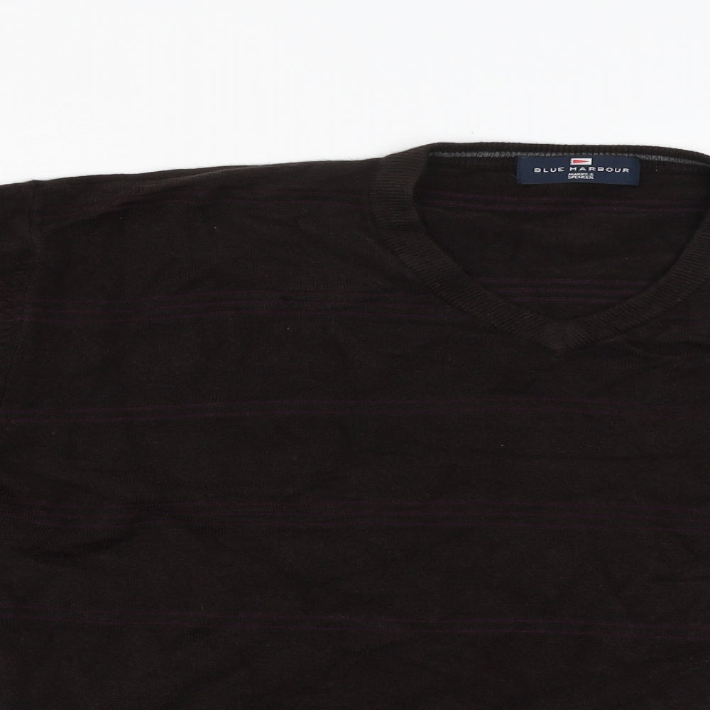 Marks and Spencer Mens Brown Striped  Pullover Jumper Size 2XL