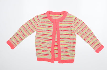 Preworn Girls Pink Striped  Wrap Jumper