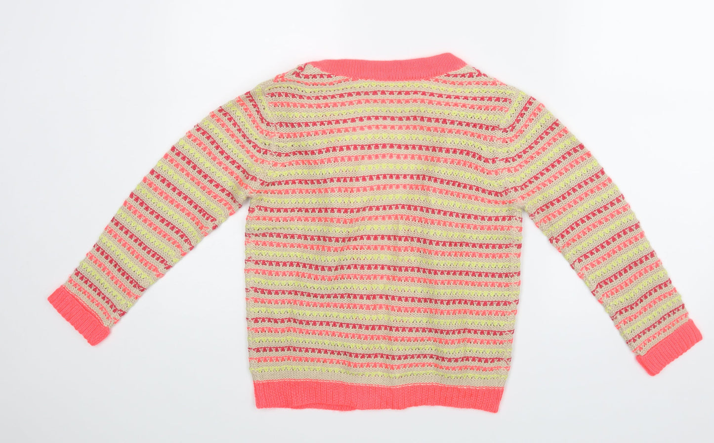 Preworn Girls Pink Striped  Wrap Jumper