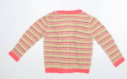 Preworn Girls Pink Striped  Wrap Jumper