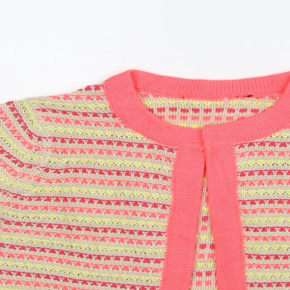 Preworn Girls Pink Striped  Wrap Jumper
