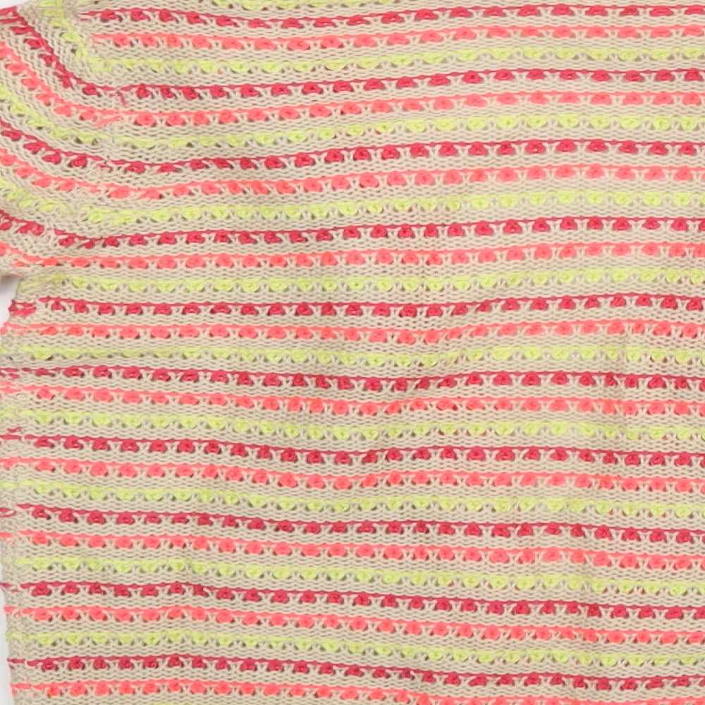 Preworn Girls Pink Striped  Wrap Jumper