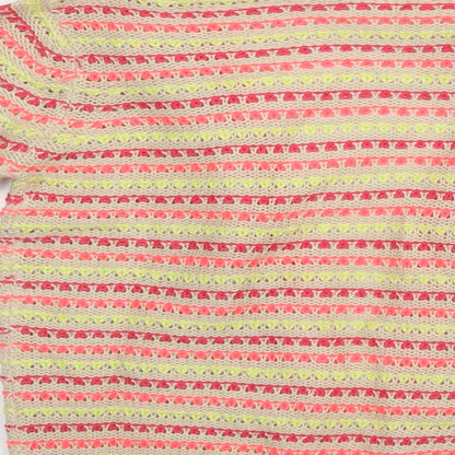 Preworn Girls Pink Striped  Wrap Jumper