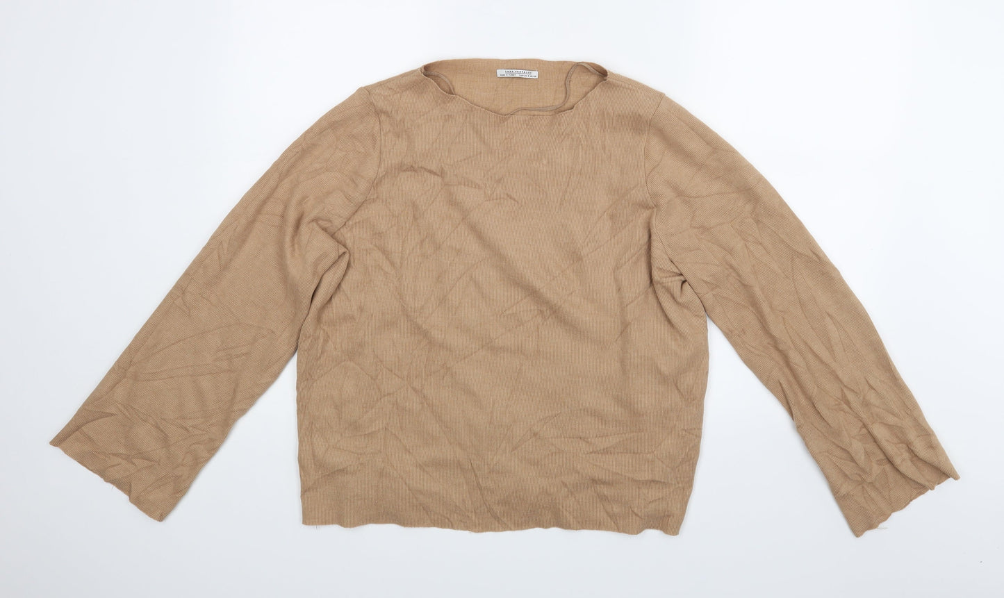 Womens UK Size 8 Zara Brown Basic Blouse
