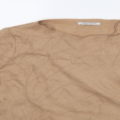 Womens UK Size 8 Zara Brown Basic Blouse