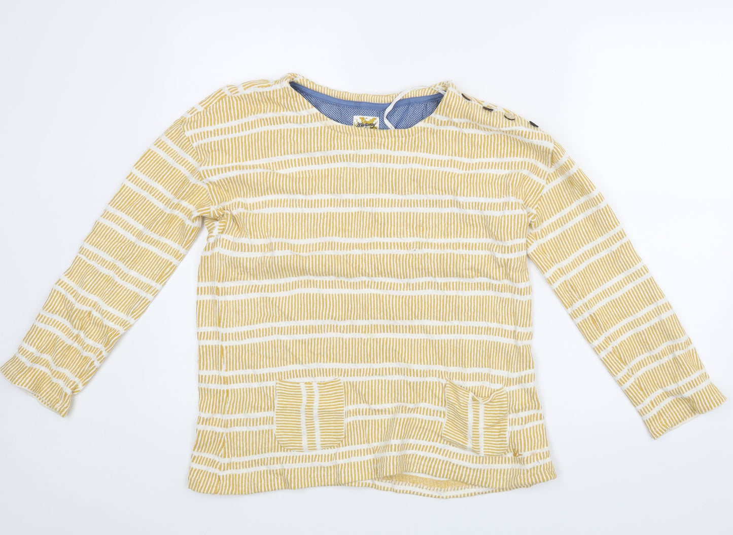 Faithful Womens Gold Striped  Pullover Jumper Size 12