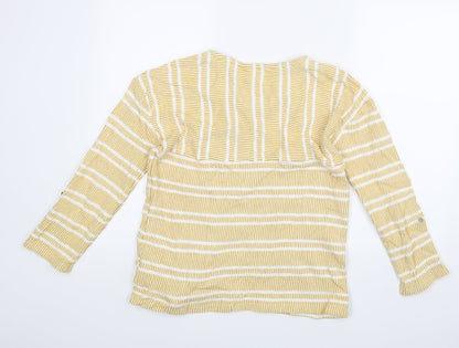 Faithful Womens Gold Striped  Pullover Jumper Size 12